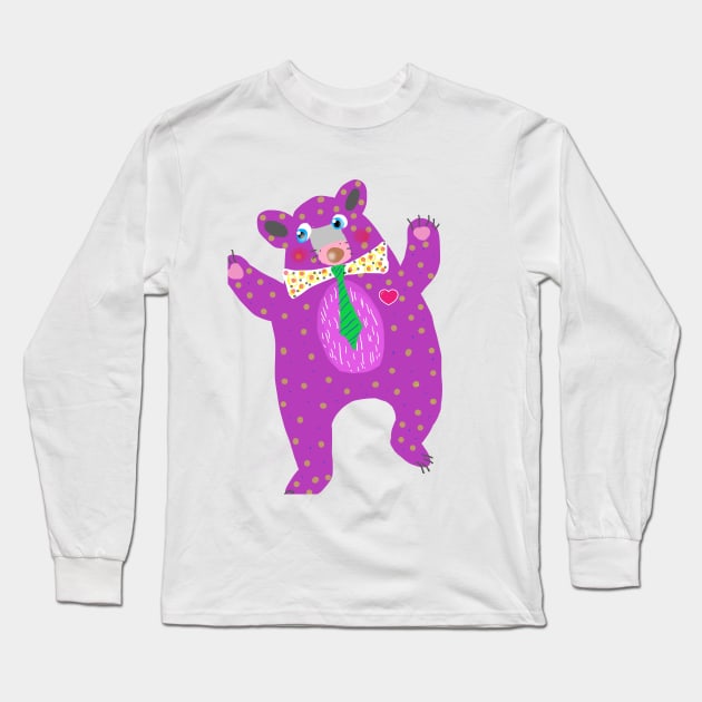 Purple bear Long Sleeve T-Shirt by adelwins